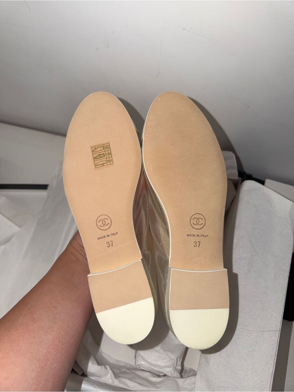 Chanel 26P Ivory Mesh Flats | Size 37 - Picture 14 of 16